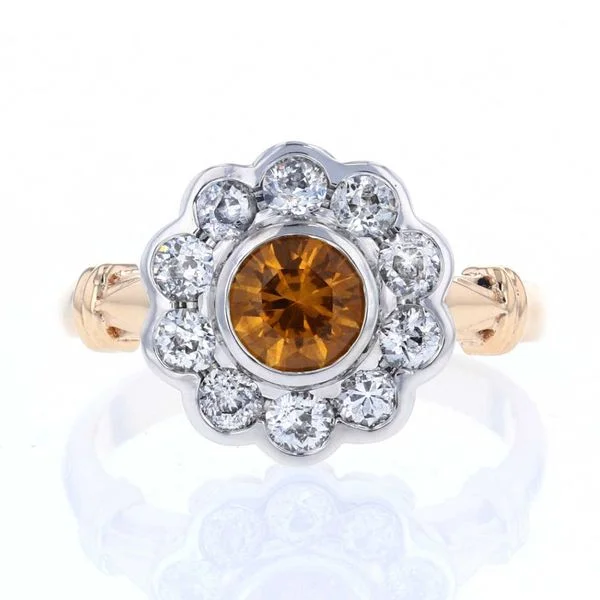 ladies rings yoga-Yellow Sapphire Halo Ring