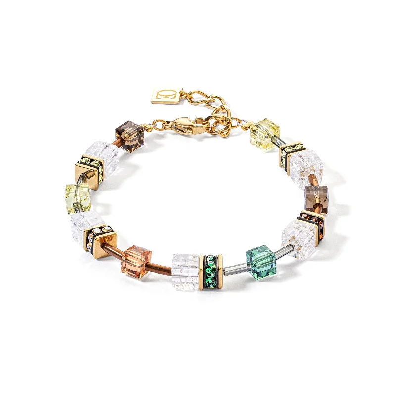 Ladies bracelets one off radiance -Coeur De Lion GeoCUBE® Iconic Nature Gold Brown White Bracelet