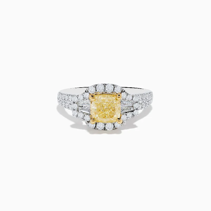 ladies rings sun-Canare 18K Two Tone Gold White and Yellow Diamond Ring