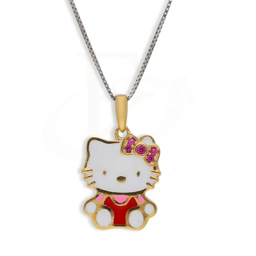 Ladies necklaces pocket sparkle -Sterling Silver 925 Gold Plated Necklace (Chain with Hello Kitty Pendant) - FKJNKLSL3001