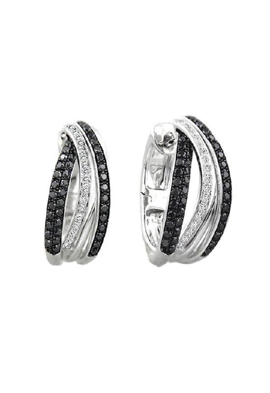 ladies earrings initial-14K White Gold Black and White Diamond Earrings, .71 TCW