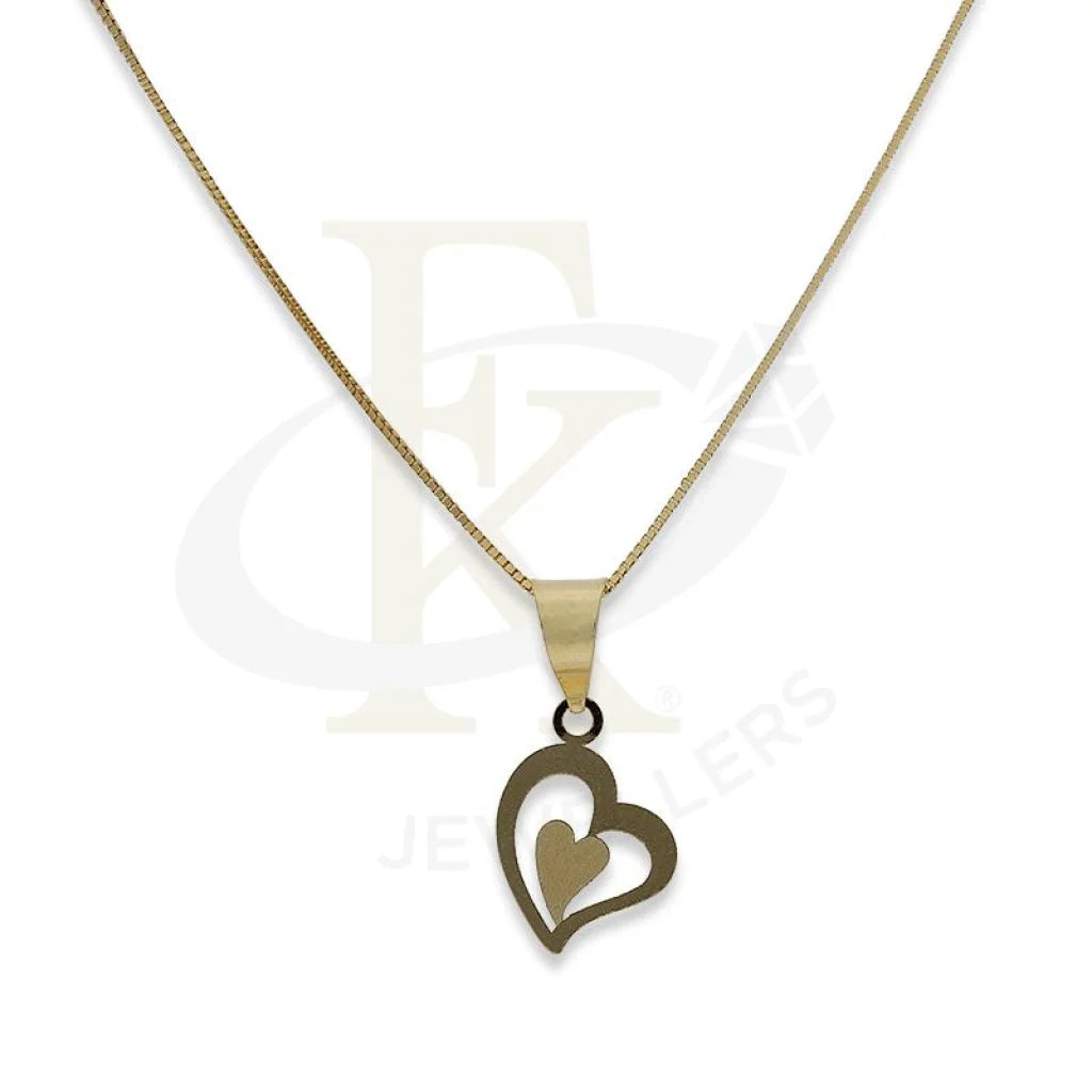 Ladies necklaces kin glow -Gold Necklace (Chain with Twisted Heart Pendant) 18KT - FKJNKL18K2303