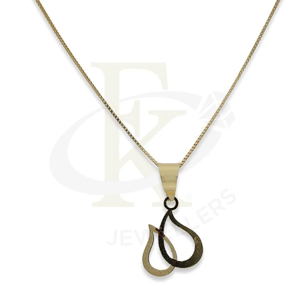 Ladies necklaces flare charm -Gold Necklace (Chain with Teardrop Pendant) 18KT - FKJNKL18K2304