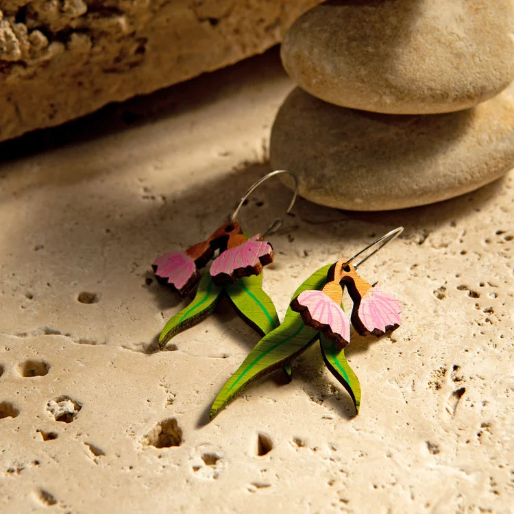 ladies earrings offers-Fizzy Flora Earrings - Bamboo Eucalyptus Pink*