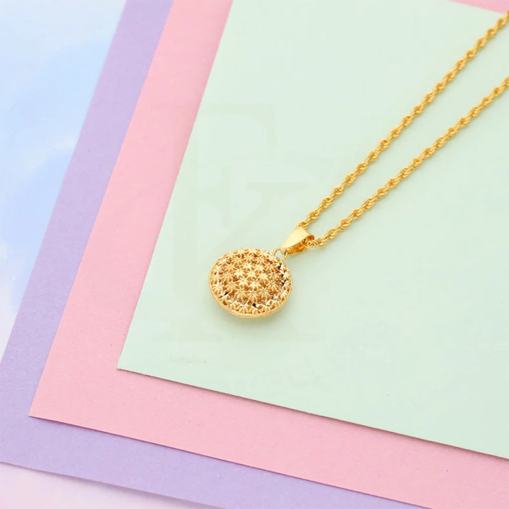 Ladies necklaces nick shine -Gold Necklace (Chain With Round Shaped Pendant) 21KT - FKJNKL21K5127