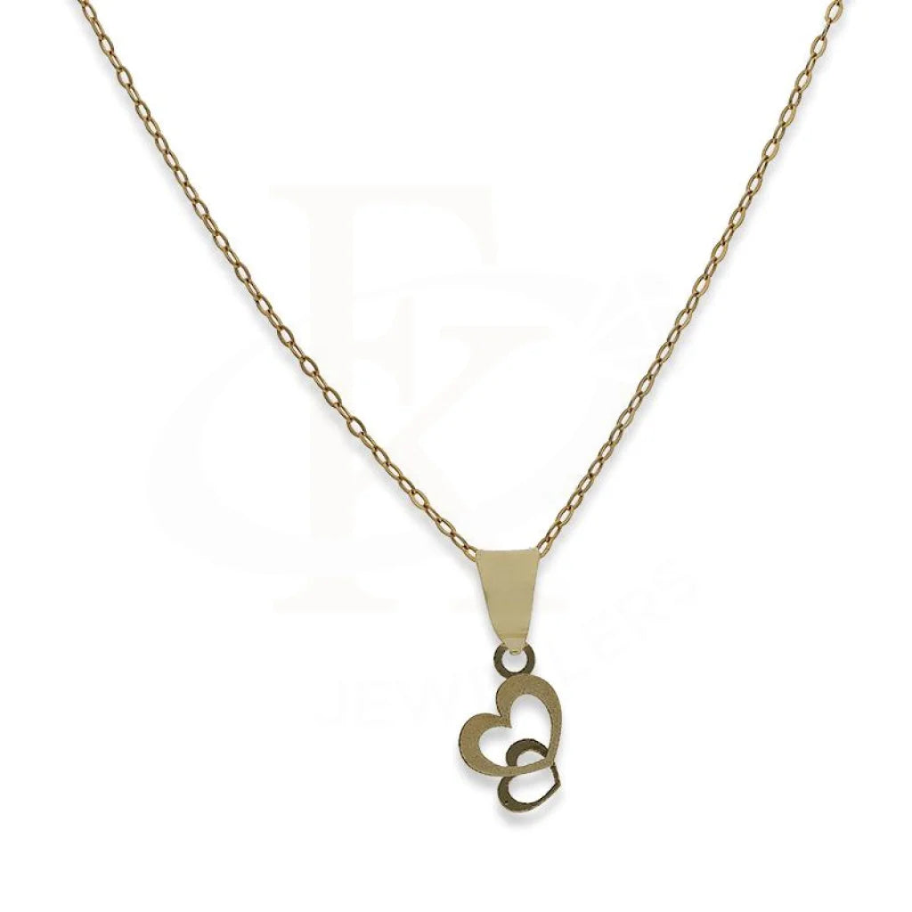 Ladies necklaces grain shine -Gold Necklace (Chain with Twin Hearts Pendant) 18KT - FKJNKL18K2335