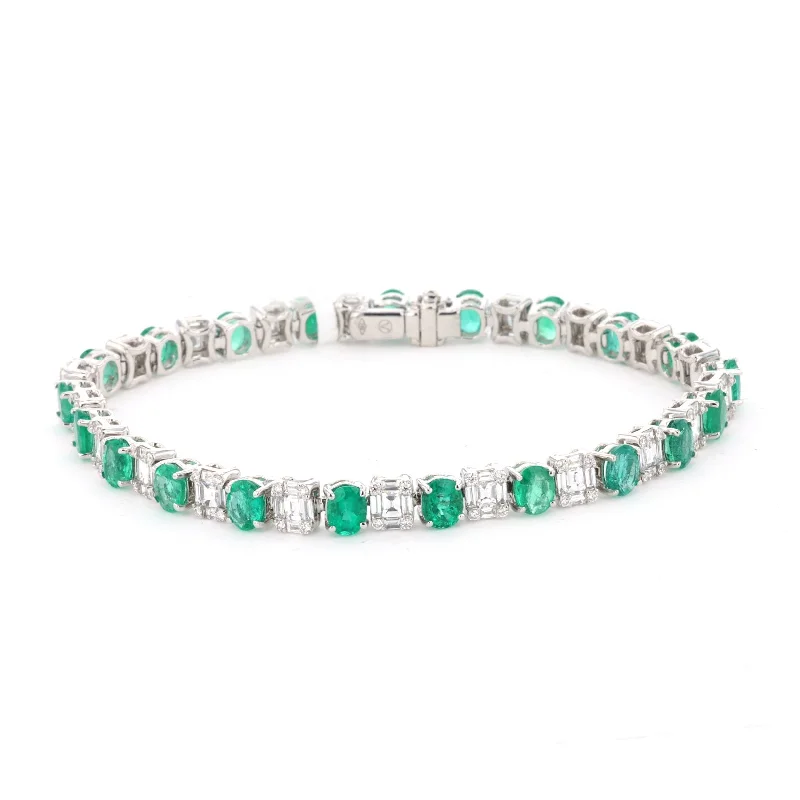 Ladies bracelets sweet sparkle -Emerald & Diamond Tennis Bracelet