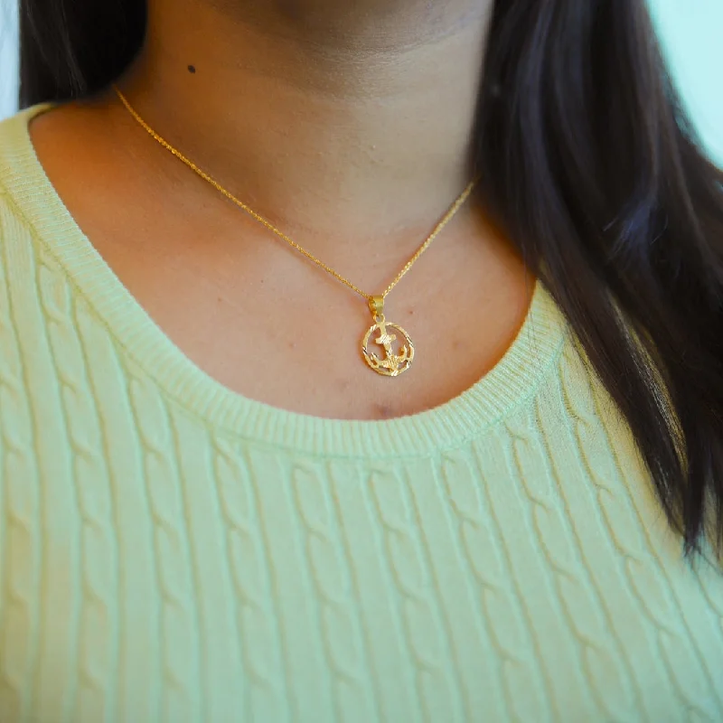 Ladies necklaces gleam radiance -Gold Necklace (Chain With Anchor Shaped Pendant) 21KT - FKJNKL21KM10010