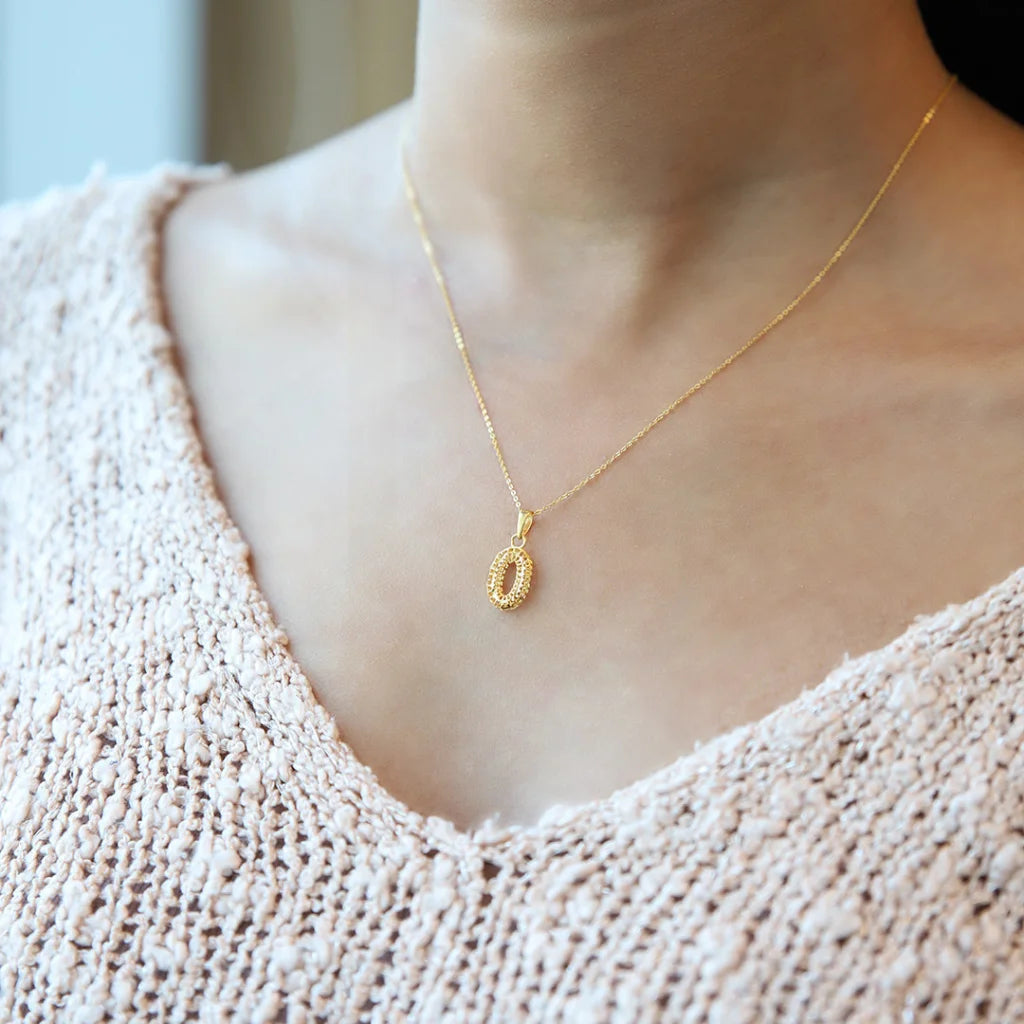 Ladies necklaces fit glow chain -Gold Necklace (Chain With Oval Shaped Hollow Pendant) 21KT - FKJNKL21KM7942