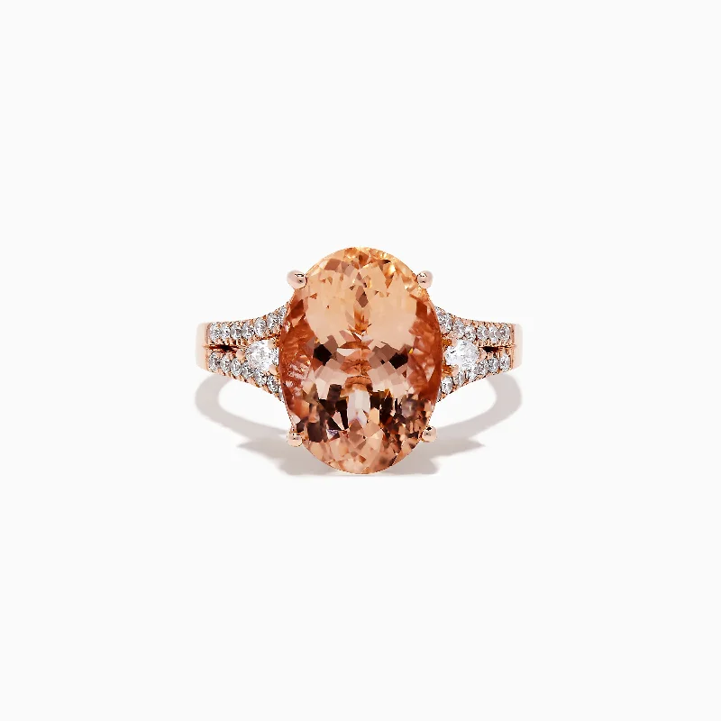 ladies rings bold design-Blush 14K Rose Gold Morganite and Diamond Ring