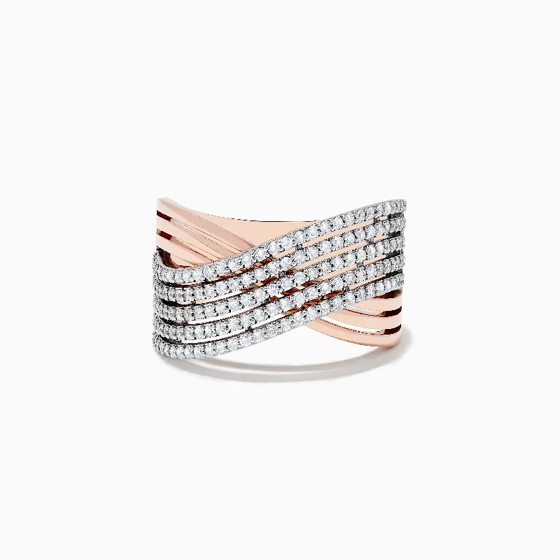 ladies rings presentation-14K Two-Tone Gold Diamond Crossover Ring