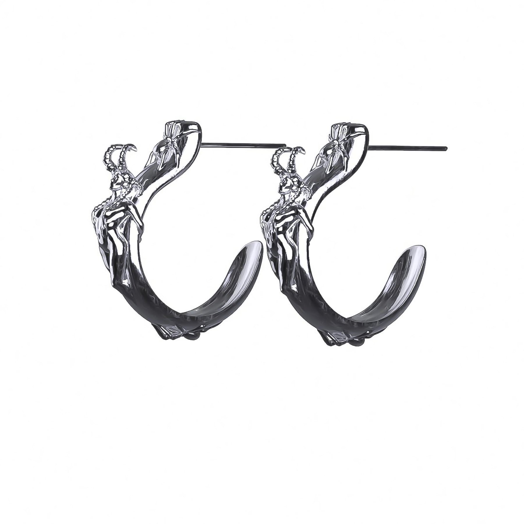 ladies earrings art deco-SUCCUBUS OPEN HOOP EARRING