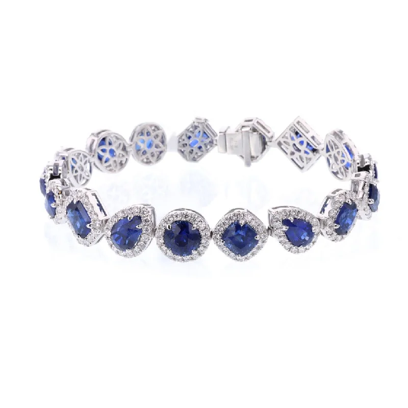 Ladies bracelets joy radiance -Blue Sapphire & Diamond Halo Bracelet