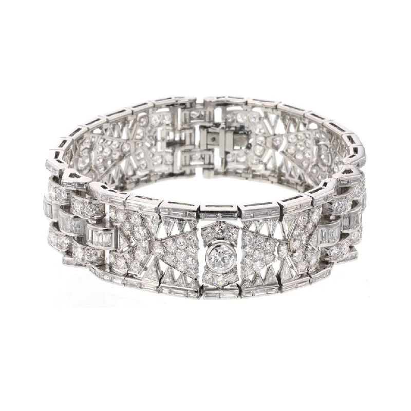 Ladies bracelets silver radiance band -Platinum & Diamond French Art Deco Bracelet