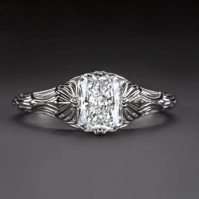 princess cut engagement rings -1 CARAT GIA CERTIFIED G SI2 DIAMOND ENGAGEMENT RING VINTAGE FILIGREE SOLITAIRE