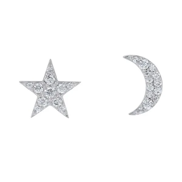 ladies earrings packaging-Celestial Star and Moon Stud Earrings