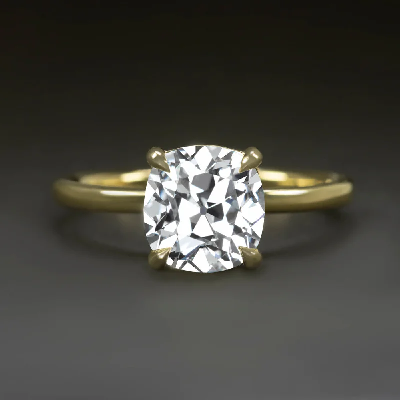 nature-inspired engagement rings -2 CARAT LAB CREATED DIAMOND ENGAGEMENT RING OLD EUROPEAN CUT 14k GOLD SOLITAIRE