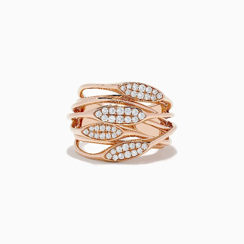 ladies rings proposal-14K Rose Gold Diamond Crossover Ring