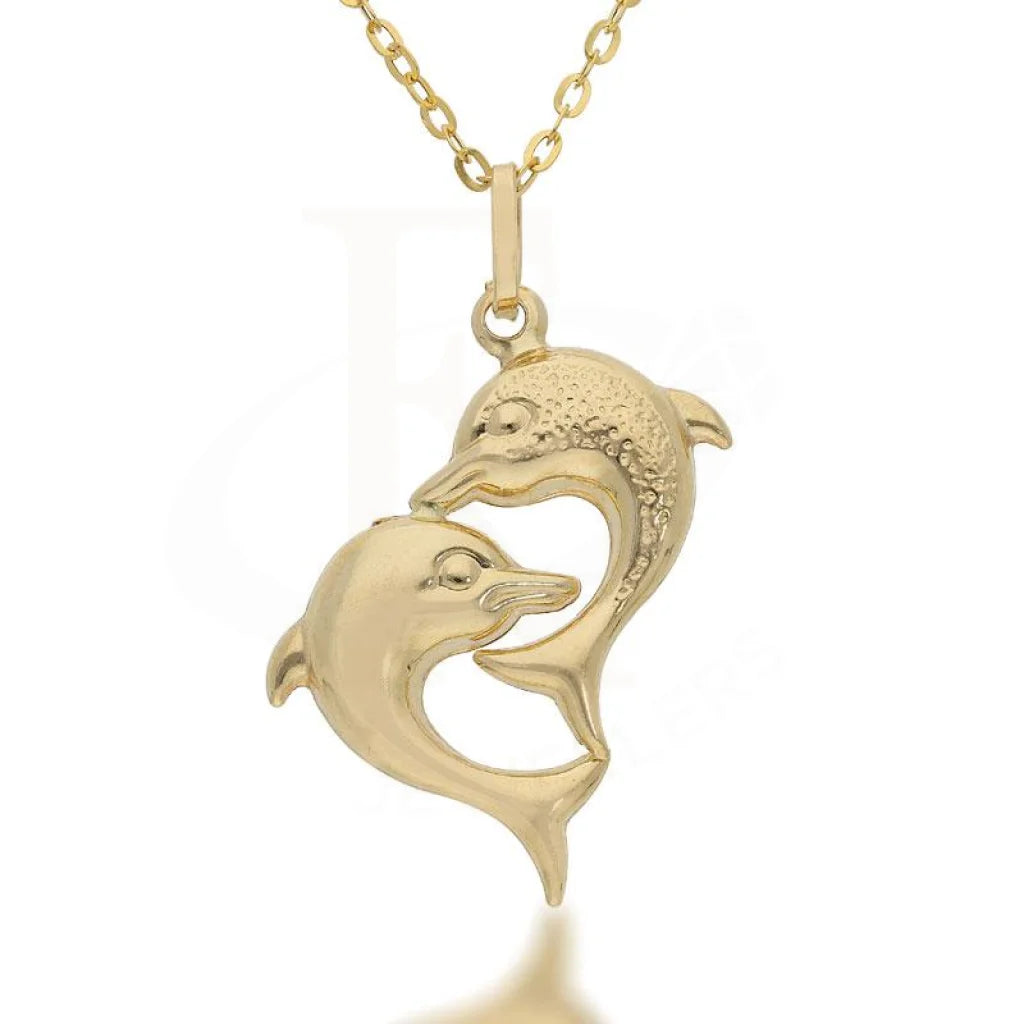 Ladies necklaces tide shine -Gold Necklace (Chain with Twin Dolphin Pendant) 18KT - FKJNKL1704