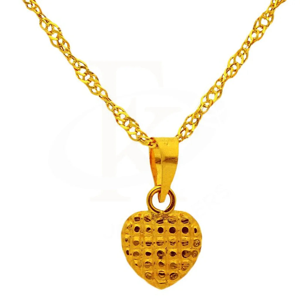 Ladies necklaces etched charm -Gold Necklace (Chain with Heart Pendant) 18KT - FKJNKL1725