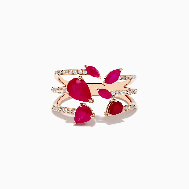 ladies rings travel friendly-Ruby Royale 14K Rose Gold Ruby and Diamond Ring