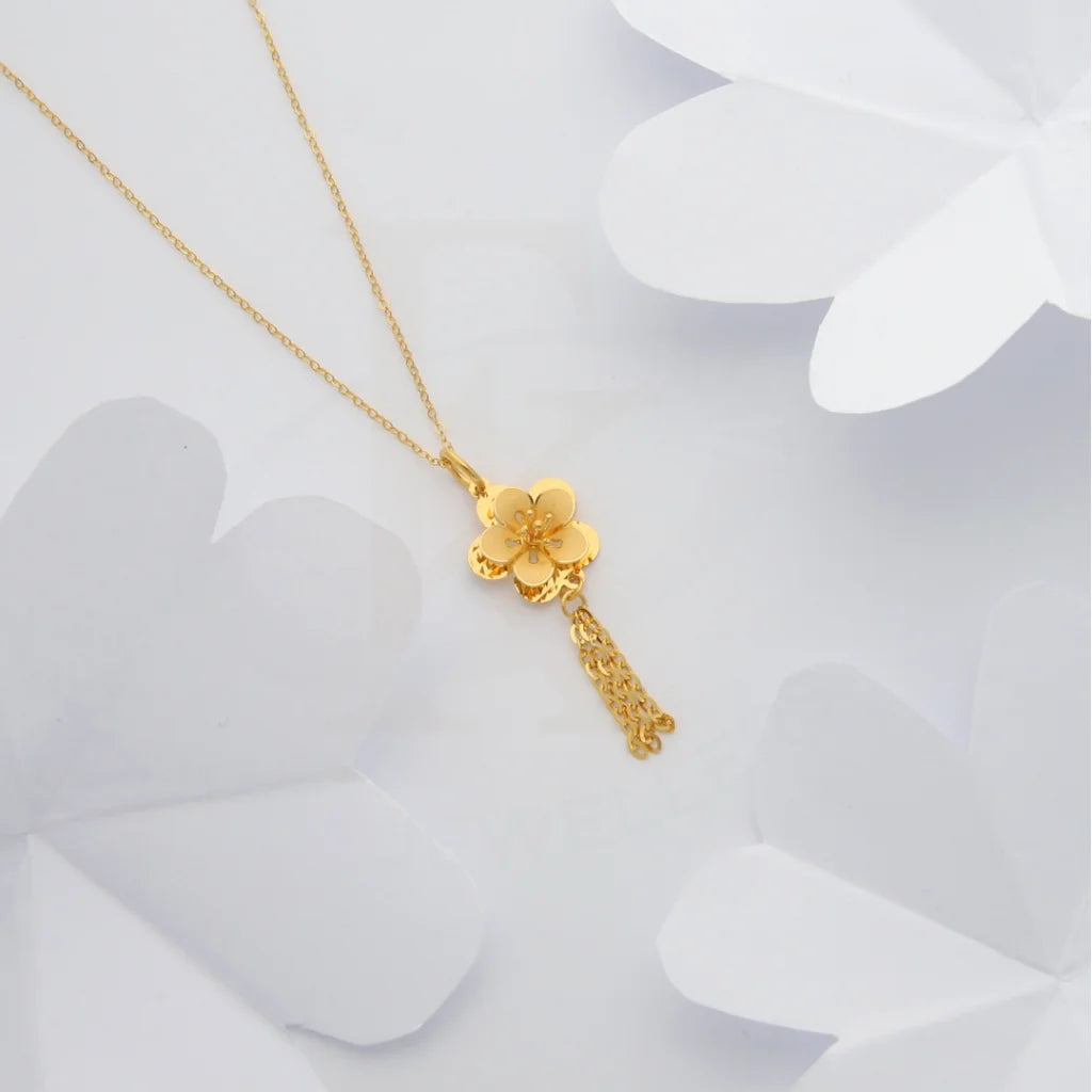 Ladies necklaces wild charm -Gold Necklace (Chain with Floral Style Pendant) 21KT - FKJNKL21KM8432