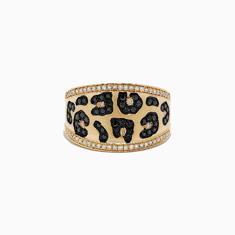 ladies rings white-Signature 14K Yellow Gold Multi Color Diamond Leopard Spot Ring