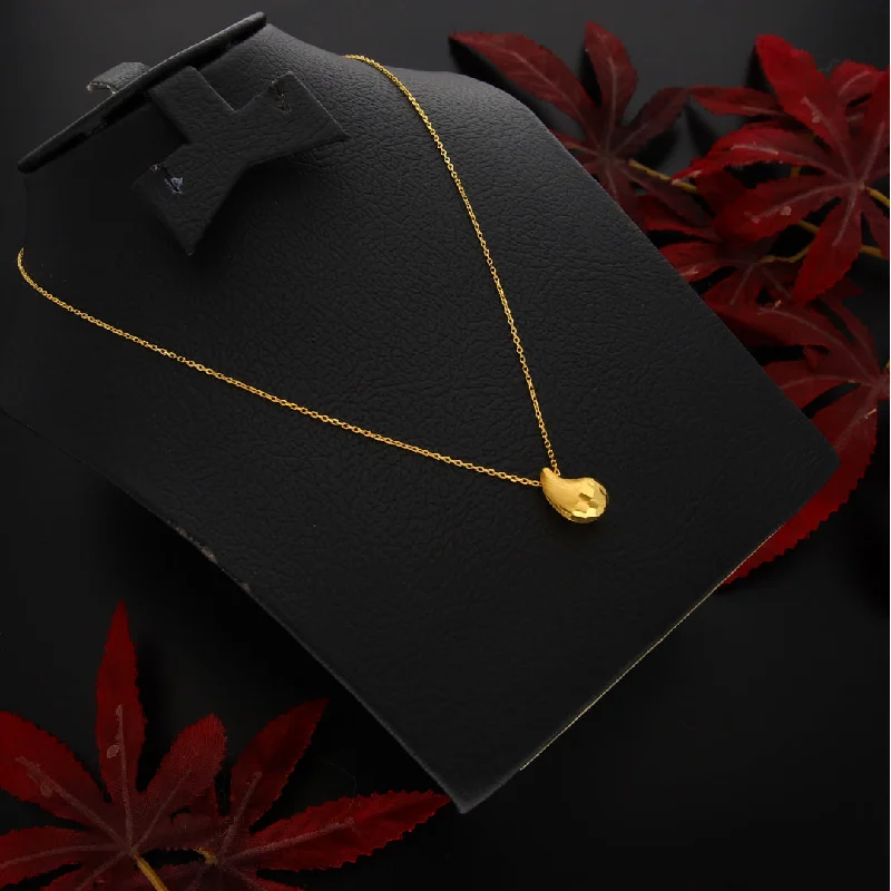 Ladies necklaces fine charm -Gold Necklace (Chain With Tear Drop Shaped Pendant) 21KT - FKJNKL21KM9990