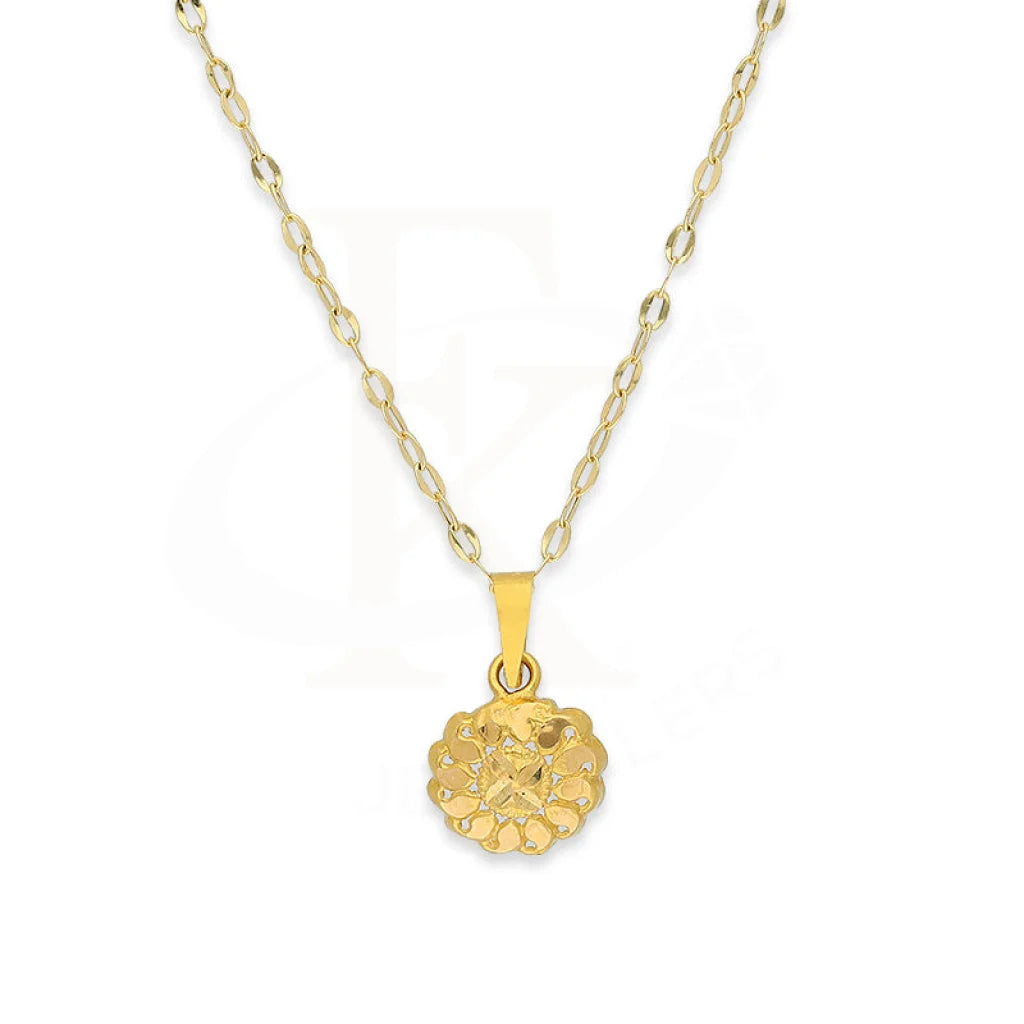 Ladies necklaces flare charm -Gold Necklace (Chain With Flower Shaped Pendant) 18KT - FKJNKL18K5121