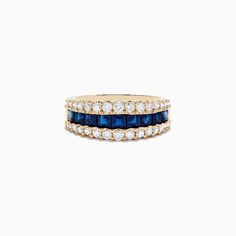 ladies rings unity-Royale Bleu 14K Yellow Gold Blue Sapphire and Diamond Ring