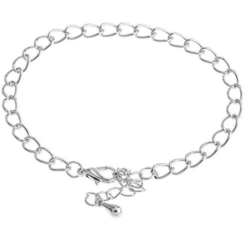 Ladies bracelets kin glow -Silver Tone Lobster Clasp Link Chain Bracelet W/extender Chain 18cm(7 1/8) Long