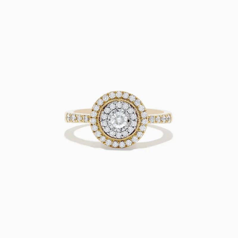 ladies rings limited edition-Duo 14K Two Tone Gold Diamond Halo Ring 0.46 TCW