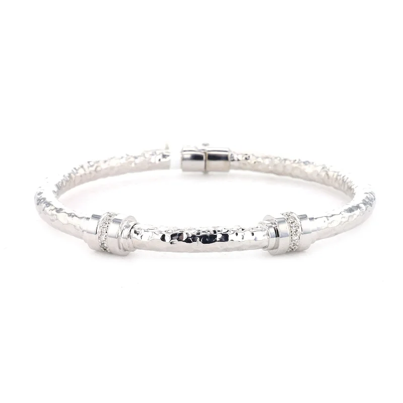 Ladies bracelets flare charm -0.16 ctw Diamond Sterling Silver Bangle Bracelet