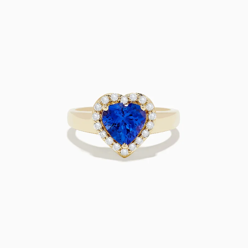 Nahla Siri 14K Yellow Gold Tanzanite and Diamond Heart Ring