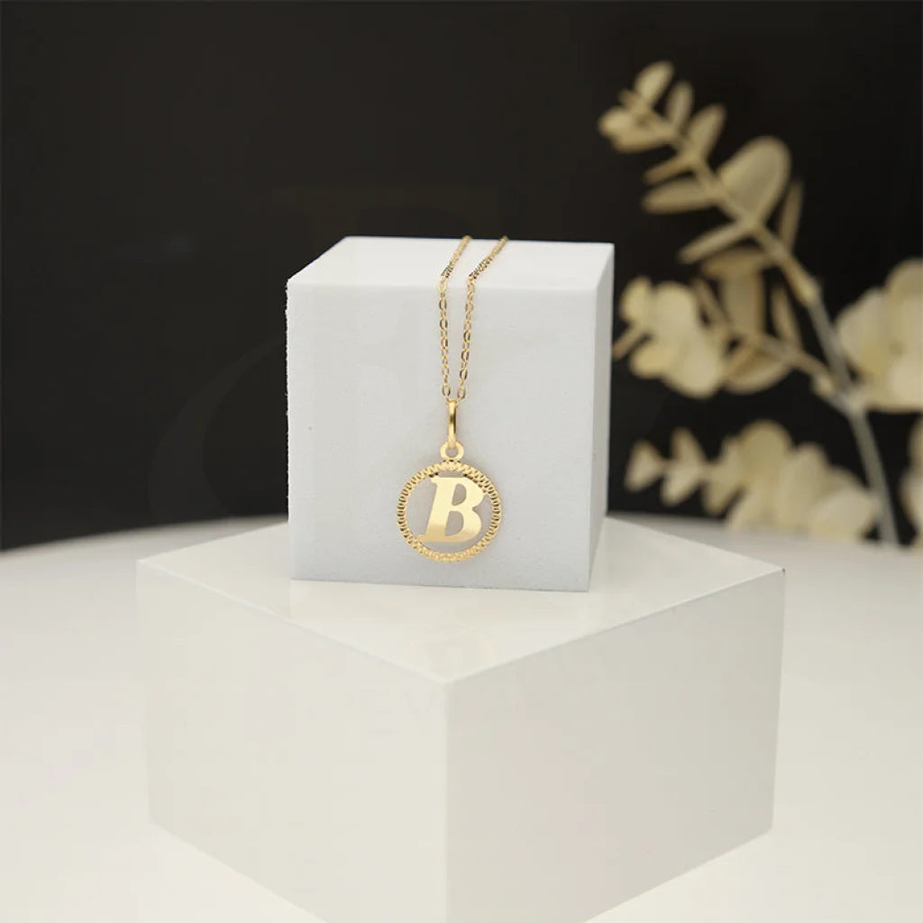 Ladies necklaces lone gem radiance -Gold Necklace (Chain With Round Shaped Alphabet Pendant) 18KT - FKJNKL18K5243