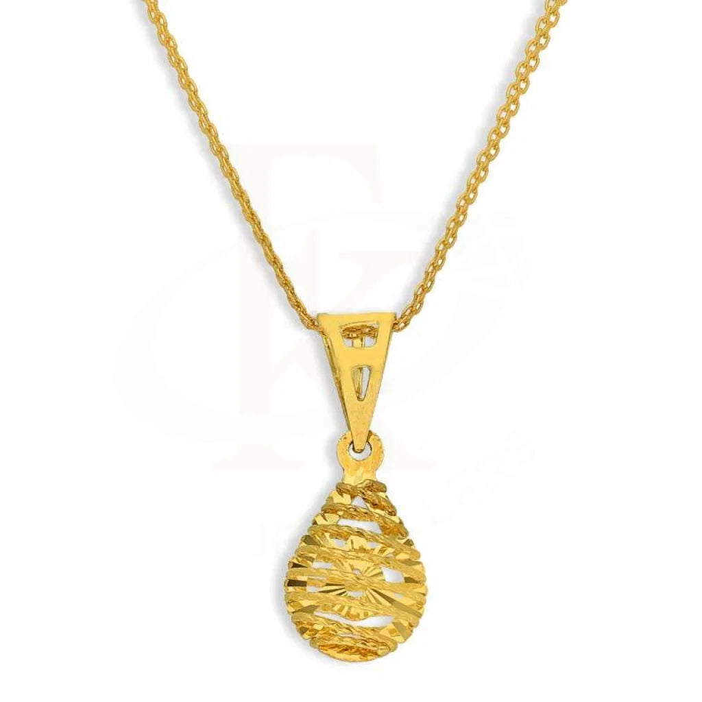 Ladies necklaces ethical charm -Gold Necklace (Chain with Pear Shaped Pendant) 18KT - FKJNKL18K2820