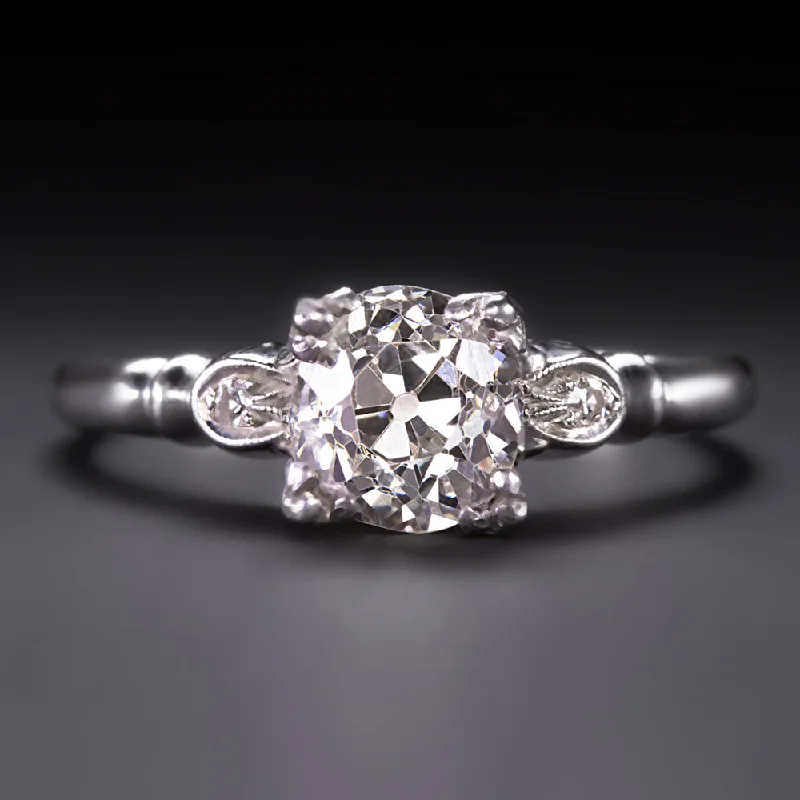 unique engagement rings -1.15ct VINTAGE DIAMOND ENGAGEMENT RING OLD MINE CUT PLATINUM CLASSIC ESTATE