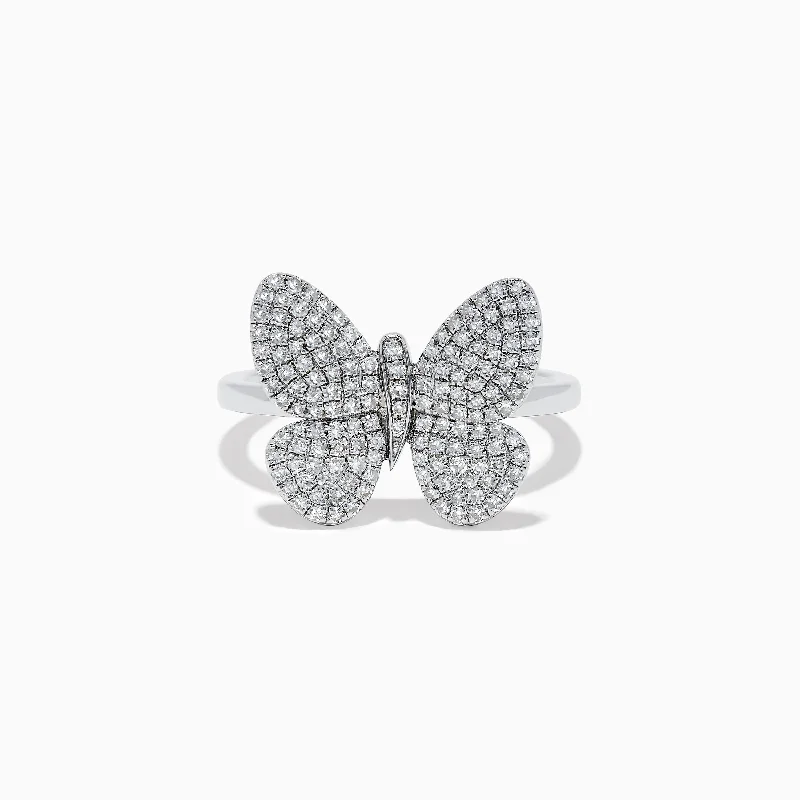 ladies rings couple-925 Sterling Silver Diamond Butterfly Ring