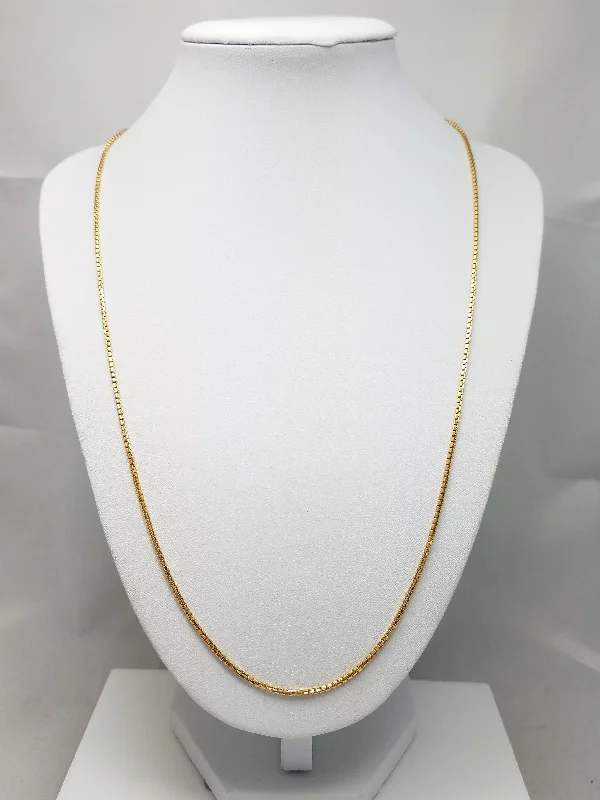 Ladies necklaces ice glow -22.75"  20k Solid Yellow Gold Box Style Link Chain Necklace