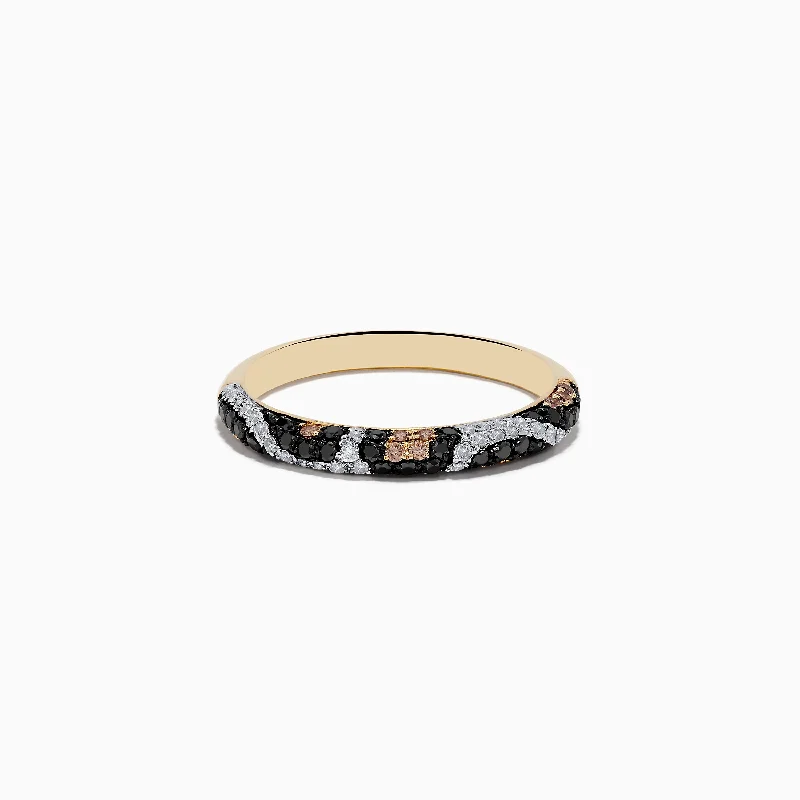 ladies rings healing-Signature 14K Yellow Gold Black, Espresso, and White Diamond Ring