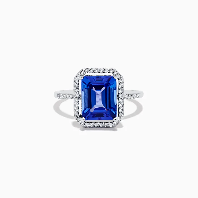 ladies rings princess-Nahla Siri 14K White Gold Tanzanite and Diamond Ring