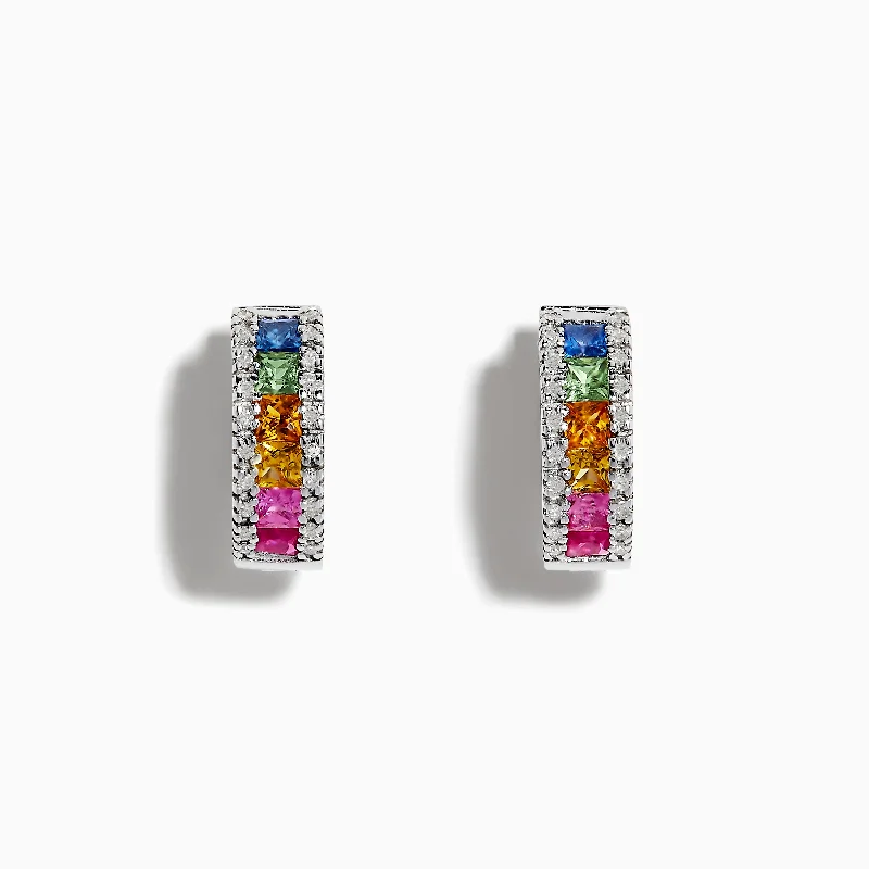 ladies earrings travel-Watercolors 14K White Gold Sapphire & Diamond Earrings, 1.76 TCW