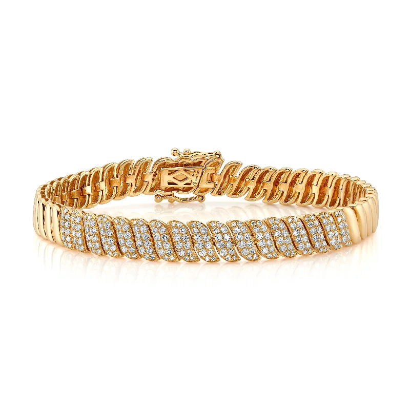 Ladies bracelets relic radiance -Wavy Pave Diamond Bracelet