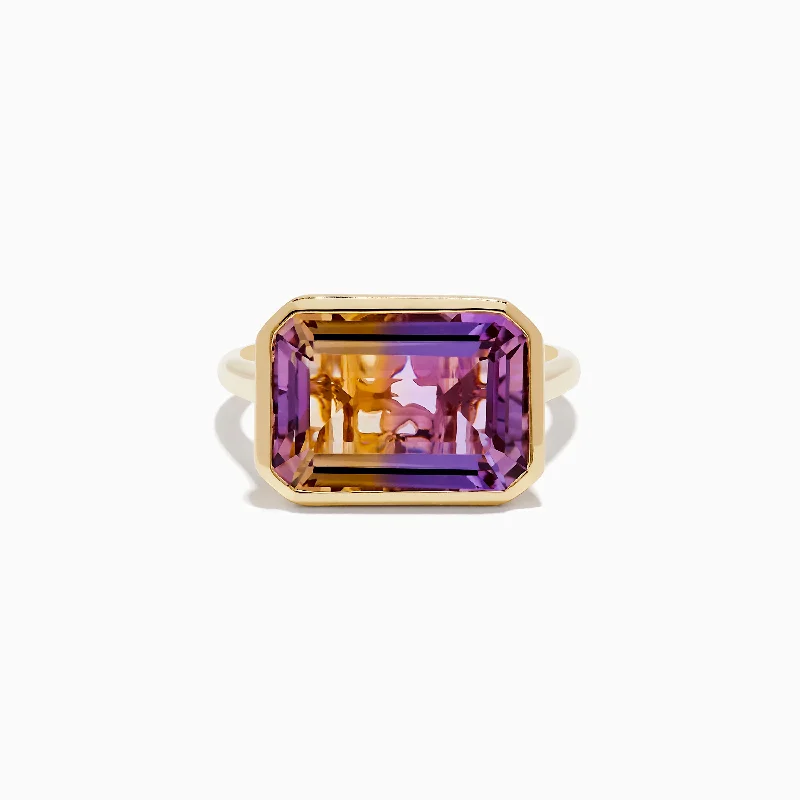 ladies rings extravagant-14K Yellow Gold Ametrine Bezel Ring