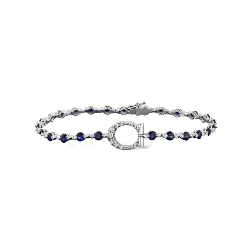 Ladies bracelets beam shine -Horse Bit Sapphire Diamond Bracelet