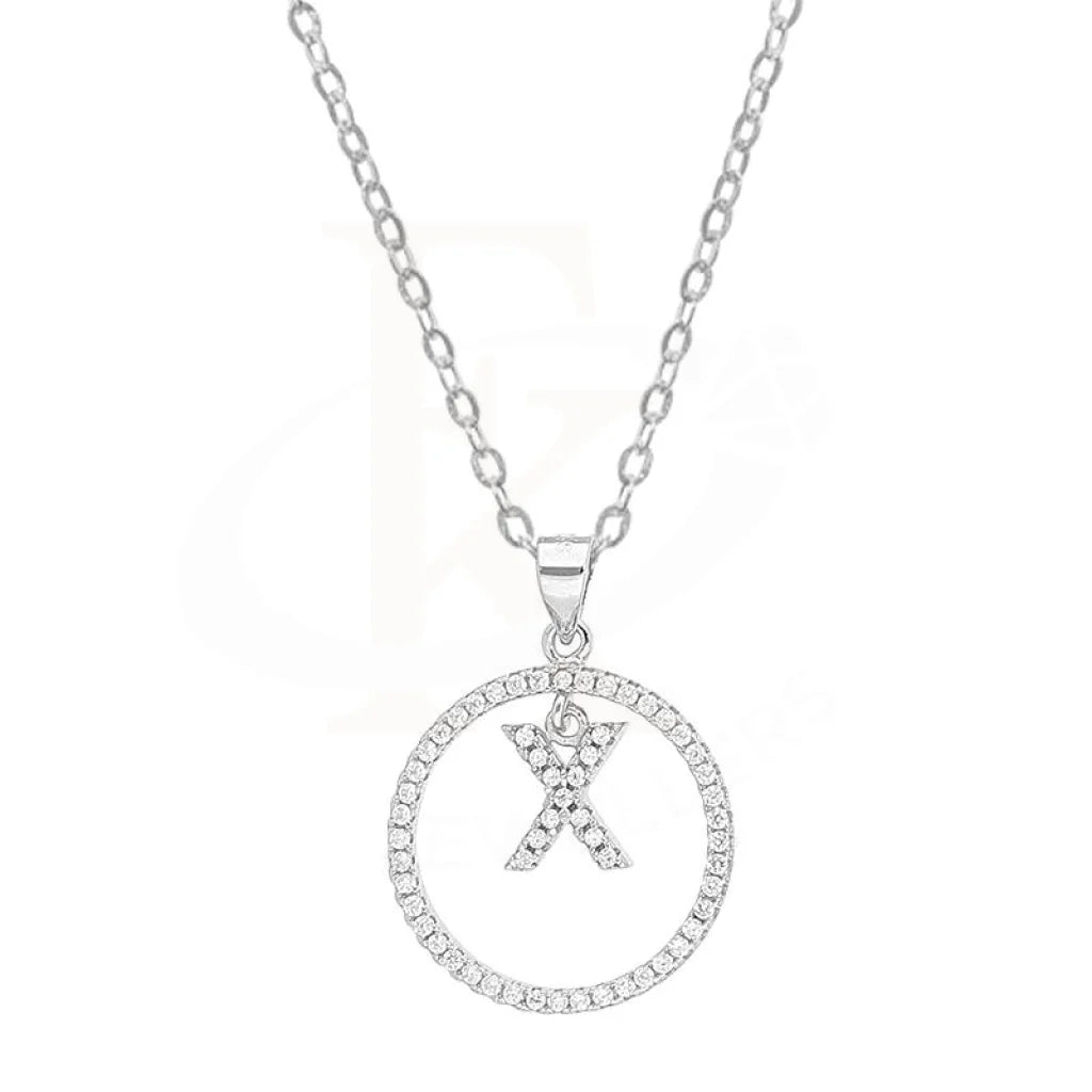 Ladies necklaces wave radiance -Sterling Silver 925 Necklace (Chain with Round Shaped Alphabet Pendant) - FKJNKLSL2088