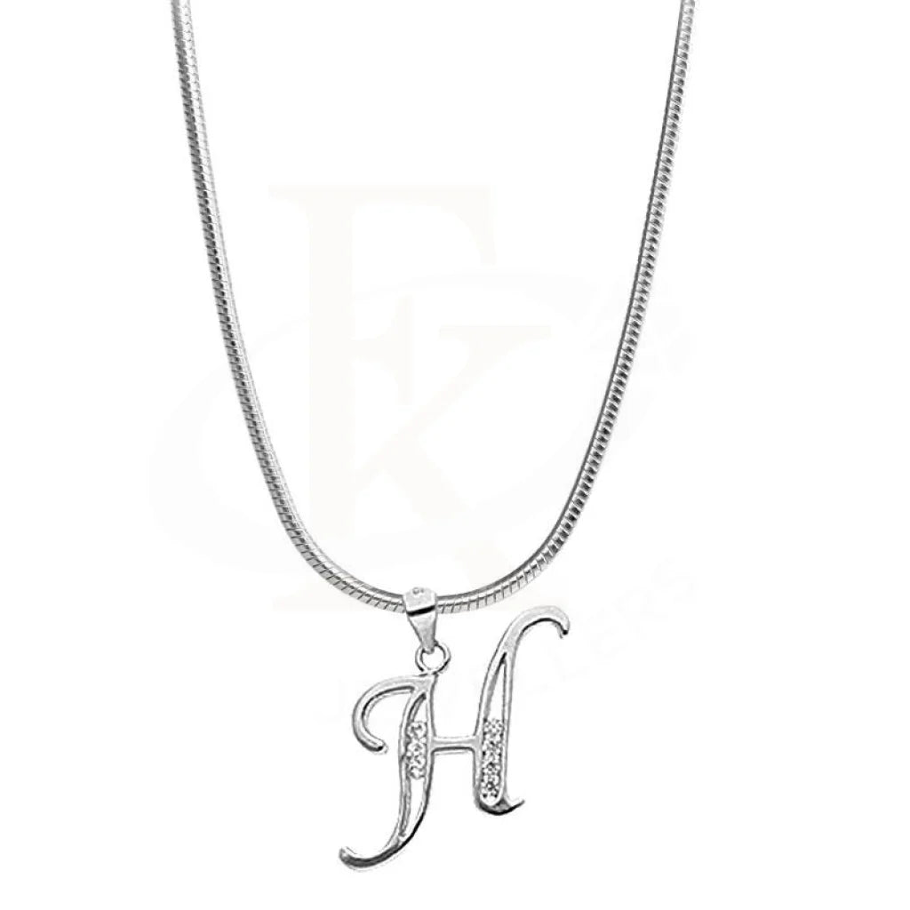 Ladies necklaces gaze radiance -Sterling Silver 925 Necklace (Chain with Alphabet Pendant) - FKJNKLSL2003