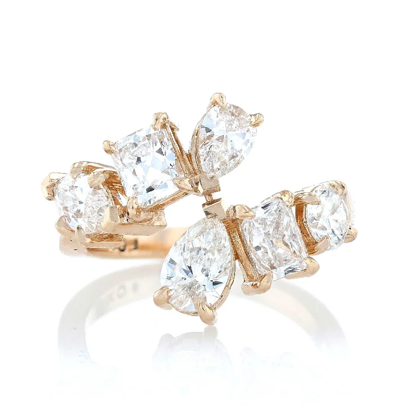 ladies rings eco friendly-Multi-Shape Diamond Bypass Ring