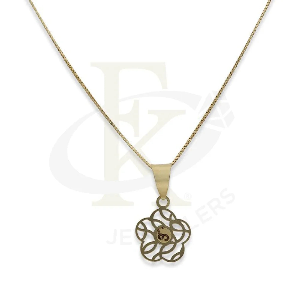 Ladies necklaces trio charm -Gold Necklace (Chain with Flower Pendant) 18KT - FKJNKL18K2299