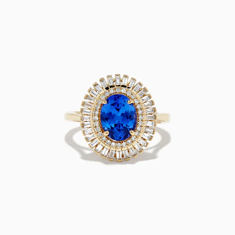 ladies rings swarovski-Nahla Siri 14K Yellow Gold Tanzanite and Diamond Ring